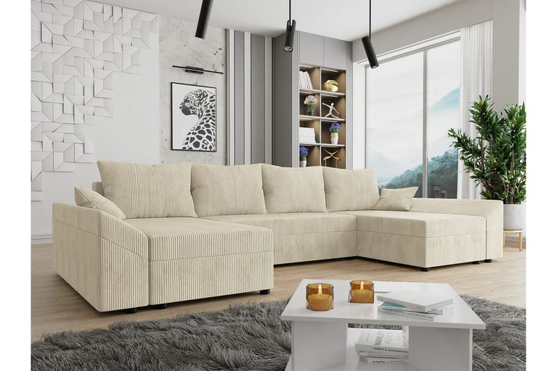Midfeld 4-sits Hörnbäddsoffa beige - Møbler - Sofaer - Sovesofaer - Sovesofa divan