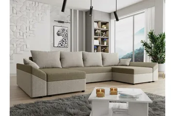 Midfeld 4-sits Hörnbäddsoffa Beige/Light beige - Møbler - Sofaer - Sovesofaer - Langsgående sovesofa