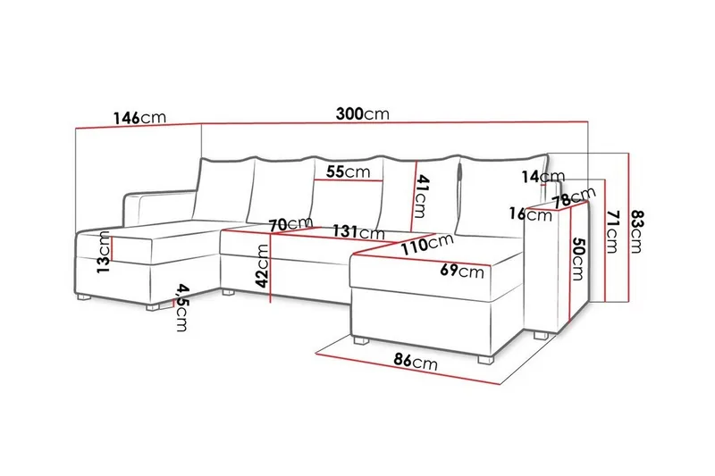 Midfeld 4-sits Hörnbäddsoffa Black - Møbler - Sofaer - Sovesofaer - Sovesofa divan