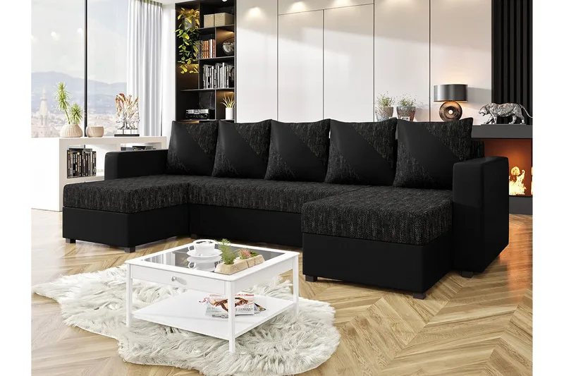 Midfeld 4-sits Hörnbäddsoffa Black - Møbler - Sofaer - Sovesofaer - Sovesofa divan