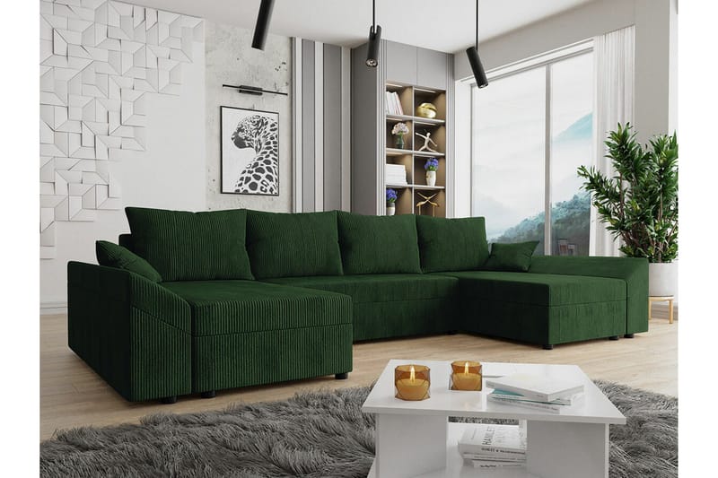 Midfeld 4-sits Hörnbäddsoffa Dark green - Møbler - Sofaer - Sovesofaer - Sovesofa divan