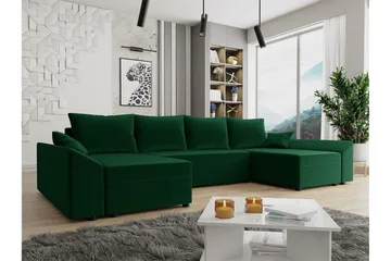 Midfeld 4-sits Hörnbäddsoffa Dark green - Møbler - Sofaer - Sovesofaer - Langsgående sovesofa