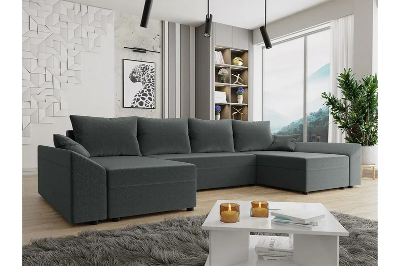 Midfeld 4-sits Hörnbäddsoffa Dark grey - Møbler - Sofaer - Sovesofaer - Hjørnesovesofa