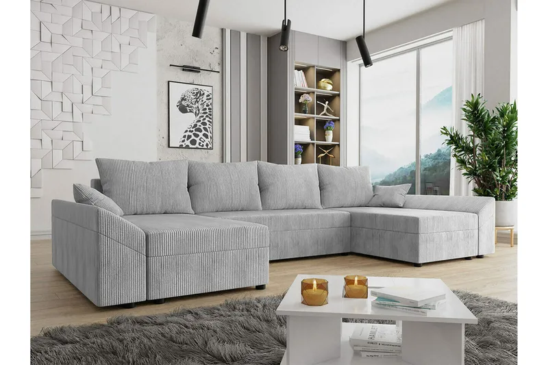 Midfeld 4-sits Hörnbäddsoffa Light grey - Møbler - Sofaer - Sovesofaer - Langsgående sovesofa