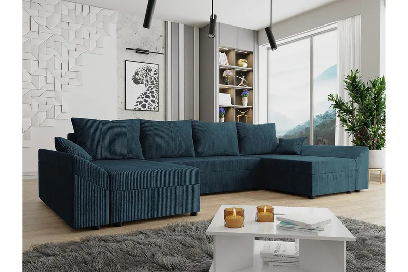 Midfeld 4-sits Hörnbäddsoffa NO_BRAND Dark blue - Møbler - Sofaer - Sovesofaer - Sovesofa divan