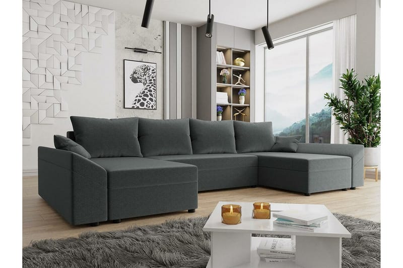 Midfeld 4-sits Hörnbäddsoffa NO_BRAND Dark grey - Møbler - Sofaer - Sovesofaer - Sovesofa divan