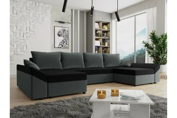 Midfeld 4-sits Hörnbäddsoffa NO_BRAND Dark Grey/Black - Møbler - Sofaer - Sovesofaer - Sovesofa divan
