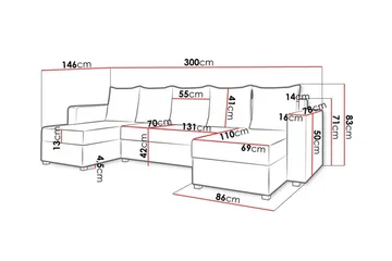 Midfeld 4-sits Hörnbäddsoffa White/Grey - Møbler - Sofaer - Sovesofaer - Hjørnesovesofa