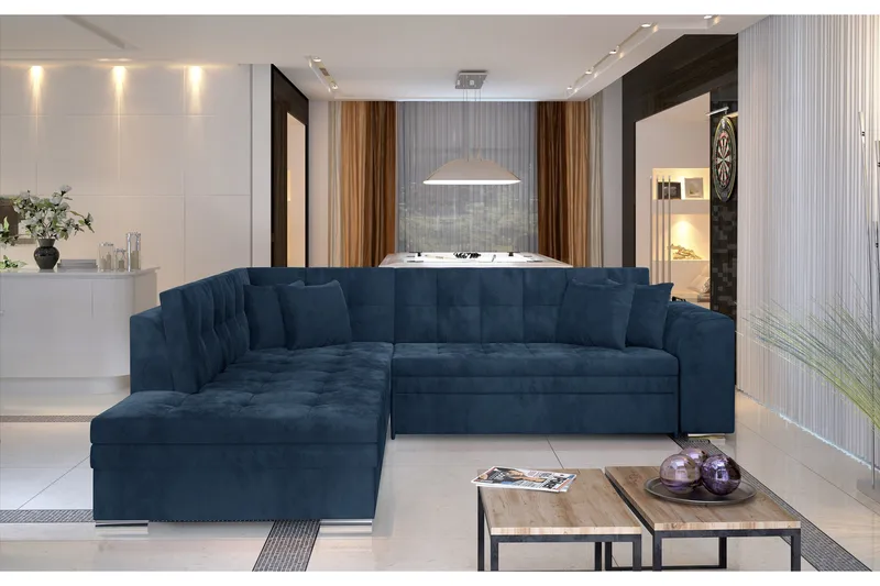 Moclino Hjørnesovesofa - Blå - Møbler - Sofaer - Sovesofaer - Hjørnesovesofa