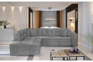 Moclino Hjørnesovesofa - Grå - Møbler - Sofaer - Sofaer med sjeselong - 4 seters sofa med divan