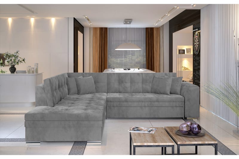 Moclino Hjørnesovesofa - Grå - Møbler - Sofaer - Sofaer med sjeselong - 4 seters sofa med divan