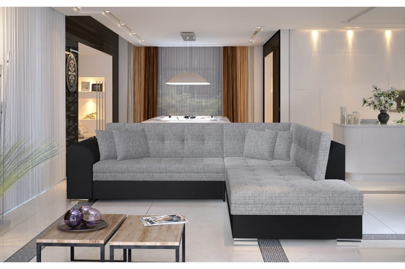 Moclino Hjørnesovesofa - Grå/Svart - Møbler - Sofaer - Sovesofaer - Hjørnesovesofa
