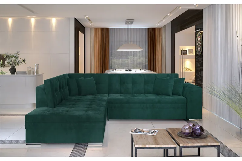 Moclino Hjørnesovesofa - Grønn - Møbler - Sofaer - Sofaer med sjeselong - 4 seters sofa med divan