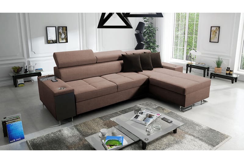 Morenia 3-seters Hjørnesovesofa Høyre - Brun - Møbler - Sofaer - Sovesofaer - Hjørnesovesofa