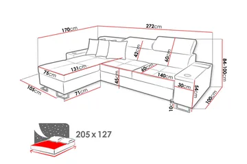 Morenia 3-seters Hjørnesovesofa Høyre - Brun - Møbler - Sofaer - Sovesofaer - Hjørnesovesofa