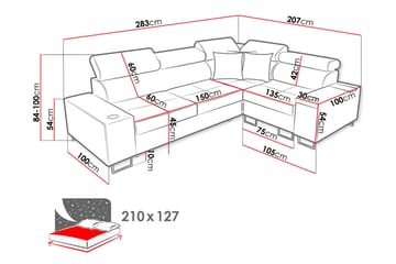Morenia 3-seters Hjørnesovesofa Høyre - Lysegrå - Møbler - Sofaer - Sovesofaer - Hjørnesovesofa