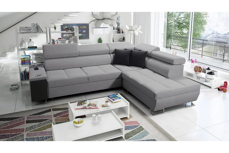 Morenia 3-seters Hjørnesovesofa Høyre - Lysegrå - Møbler - Sofaer - Sovesofaer - Hjørnesovesofa