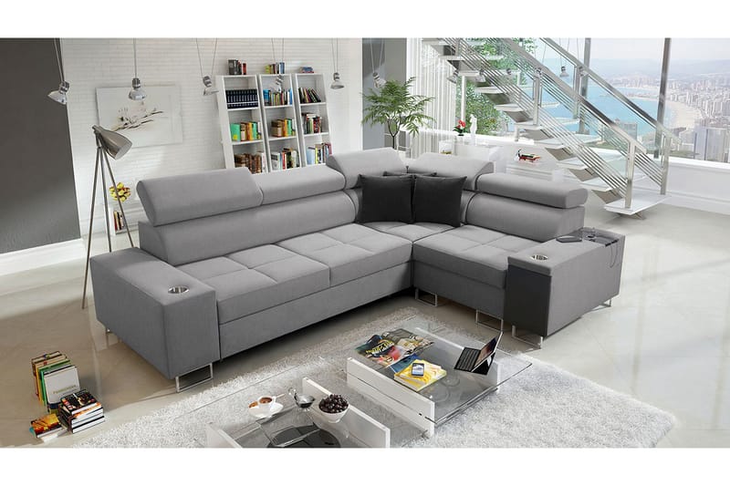 Morenia 3-seters Hjørnesovesofa Høyre - Lysegrå - Møbler - Sofaer - Sovesofaer - Hjørnesovesofa