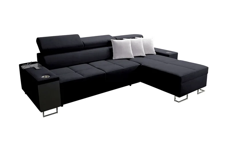 Morenia 3-seters Hjørnesovesofa Høyre, Svart