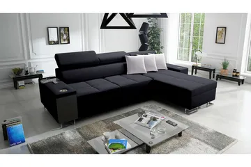 Morenia 3-seters Hjørnesovesofa Høyre - Svart - Møbler - Sofaer - Sovesofaer - Sovesofa divan