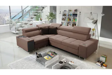 Morenia 3-seters Hjørnesovesofa Venstre - Brun - Møbler - Sofaer - Sovesofaer - Hjørnesovesofa