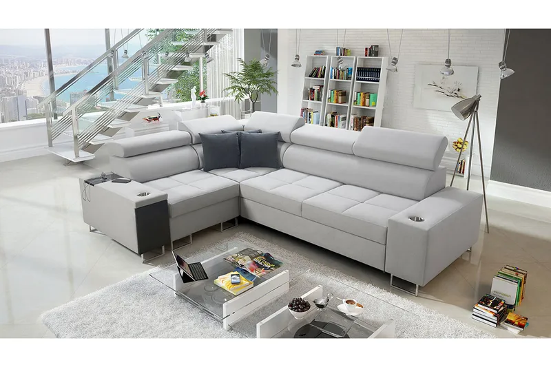 Morenia 3-seters Hjørnesovesofa Venstre - Hvit - Møbler - Sofaer - Sovesofaer - Hjørnesovesofa