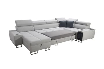 Morenia 4-seter Venstrevendt Sovesofa 127x284 cm med Oppbevaring i Stoff - Svart - Møbler - Sofaer - Sovesofaer - Hjørnesovesofa