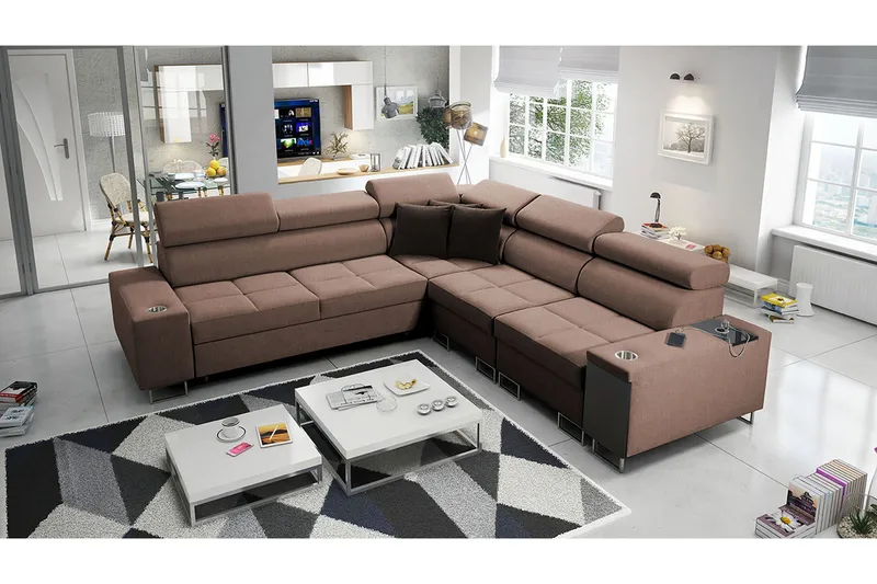 Morenia 4-seters Hjørnesovesofa Høyre - Brun - Møbler - Sofaer - Sovesofaer - Hjørnesovesofa