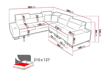 Morenia 4-seters Hjørnesovesofa Høyre - Lysegrå - Møbler - Sofaer - Sovesofaer - Hjørnesovesofa