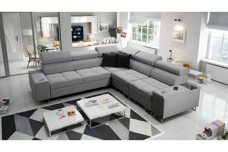 Morenia 4-seters Hjørnesovesofa Høyre - Lysegrå - Møbler - Sofaer - Sovesofaer - Hjørnesovesofa