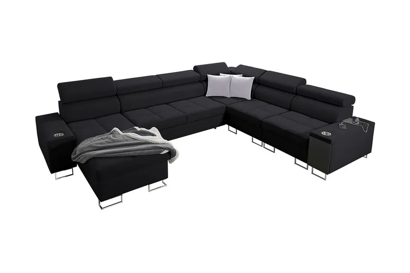 Morenia 4-seters Hjørnesovesofa Venstre, Svart