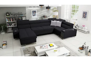 Morenia 4-seters Hjørnesovesofa Venstre - Svart - Møbler - Sofaer - Sovesofaer - Hjørnesovesofa