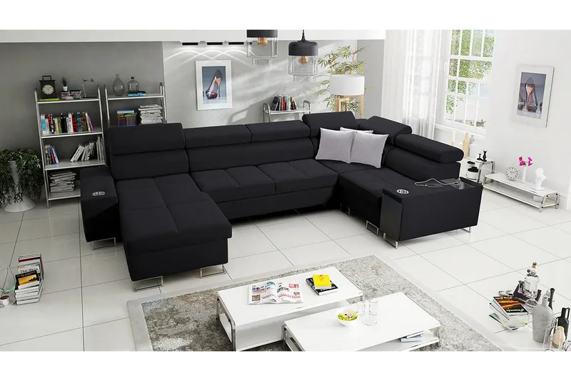 Morenia 4-seters Hjørnesovesofa Venstre - Svart - Møbler - Sofaer - Sovesofaer - Hjørnesovesofa