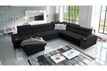 Morenia 4-seters Hjørnesovesofa Venstre - Svart - Møbler - Sofaer - Sovesofaer - Hjørnesovesofa