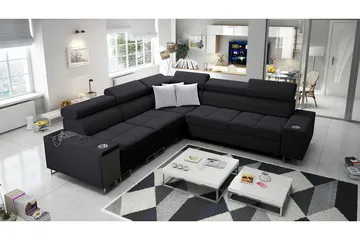 Morenia 4-seters Hjørnesovesofa Venstre - Svart - Møbler - Sofaer - Sovesofaer - Hjørnesovesofa