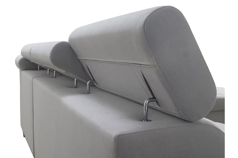 Morenia Høyrevendt Sovesofa 127x210 cm med Oppbevaring i Fløyel - Lysegrå - Møbler - Sofaer - Sovesofaer - Langsgående sovesofa