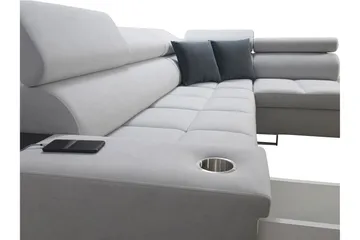 Morenia Høyrevendt Sovesofa 127x210 cm med Oppbevaring i Fløyel - Lysegrå - Møbler - Sofaer - Sovesofaer - Langsgående sovesofa