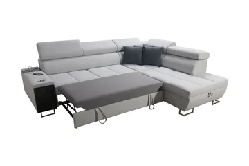 Morenia Høyrevendt Sovesofa 127x210 cm med Oppbevaring i Fløyel - Lysegrå - Møbler - Sofaer - Sovesofaer - Langsgående sovesofa
