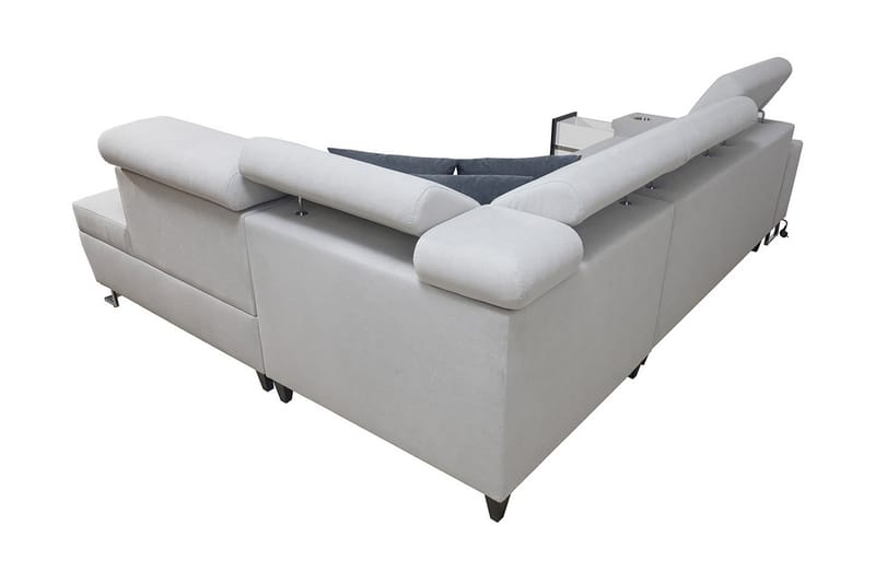 Morenia Høyrevendt Sovesofa 127x210 cm med Oppbevaring i Fløyel - Lysegrå - Møbler - Sofaer - Sovesofaer - Langsgående sovesofa