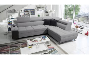 Morenia Høyrevendt Sovesofa 127x210 cm med Oppbevaring i Stoff - Grå - Møbler - Sofaer - Sovesofaer - Langsgående sovesofa