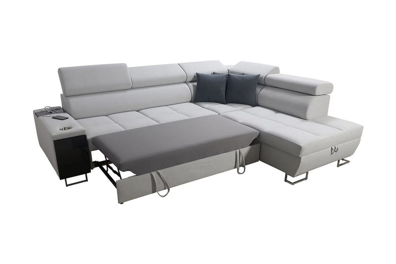Morenia Høyrevendt Sovesofa 127x210 cm med Oppbevaring i Stoff - Grå - Møbler - Sofaer - Sovesofaer - Langsgående sovesofa
