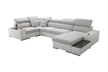 Mumtaz U-Sovesofa Divan Høyre - Hvit/Lysegrå - Møbler - Sofaer - Sovesofaer - Hjørnesovesofa