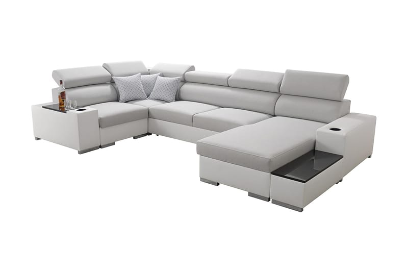 Mumtaz U-Sovesofa Divan Høyre, Hvit/Lysegrå