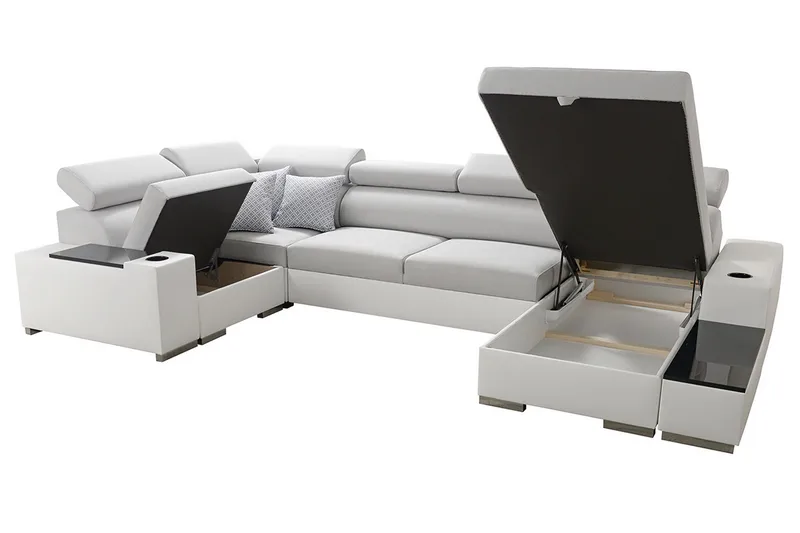 Mumtaz U-Sovesofa Divan Venstre - Hvit/Lysegrå - Møbler - Sofaer - Sovesofaer - Sovesofa divan