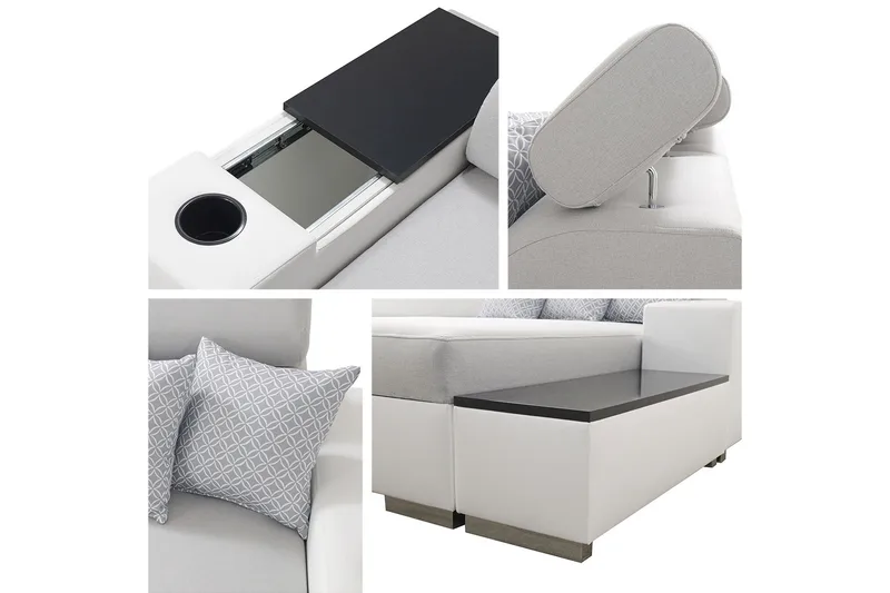 Mumtaz U-Sovesofa Divan Venstre - Hvit/Lysegrå - Møbler - Sofaer - Sovesofaer - Sovesofa divan