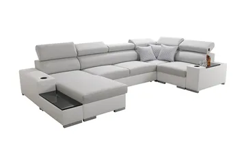 Mumtaz U-Sovesofa Divan Venstre - Hvit/Lysegrå - Møbler - Sofaer - Sovesofaer - Sovesofa divan