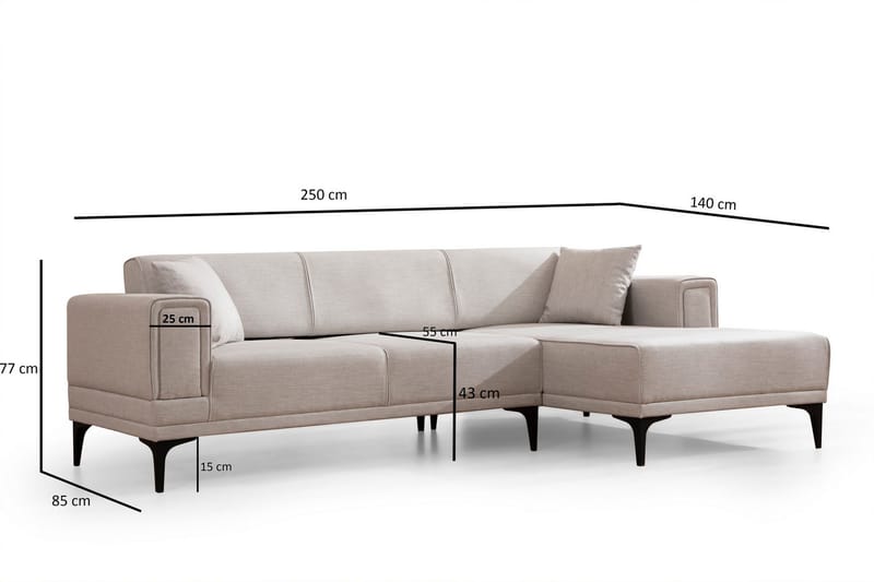 Naoko Sovesofa med divan - Beige - Møbler - Sofaer - Sovesofaer - Hjørnesovesofa