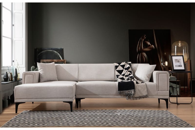 Naoko Sovesofa med divan - Beige - Møbler - Sofaer - Sovesofaer - Hjørnesovesofa