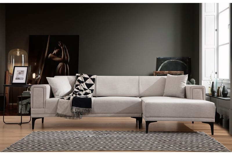 Naoko Sovesofa med divan - Beige - Møbler - Sofaer - Sovesofaer - Hjørnesovesofa