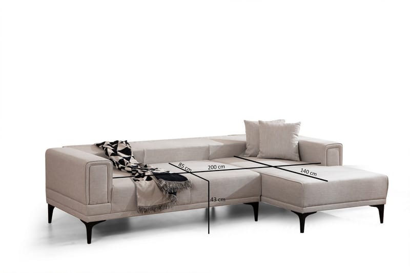 Naoko Sovesofa med divan - Beige - Møbler - Sofaer - Sovesofaer - Hjørnesovesofa